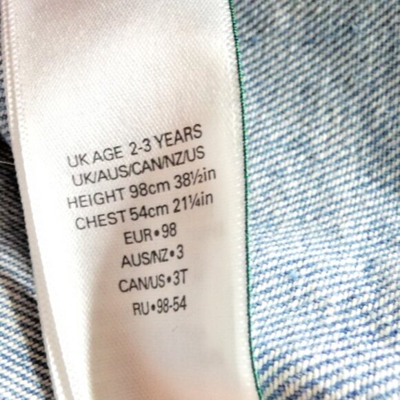 M&S Childs Jean Jacket Hoodie Mickey Mouse Blue Denim Gray Disney Size XS (2-3) - Picture 9 of 12